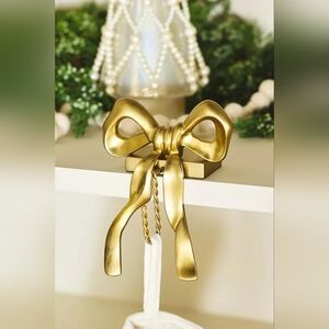 Anthropologie Bow Metal Stocking Holder Gold